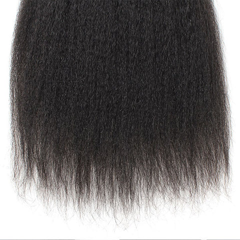 Virgin Malaysian Yaki Hair Kinky Straight 4 Bundles with 4*4 Lace Closure Virgin Hair