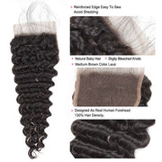 Virgin Indian Deep Wave 4 Bundles with 4*4 Lace Closure Human Hair