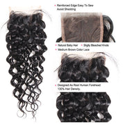 Virgin Indian Water Wave Hair 4 Bundles with 4*4 Closure