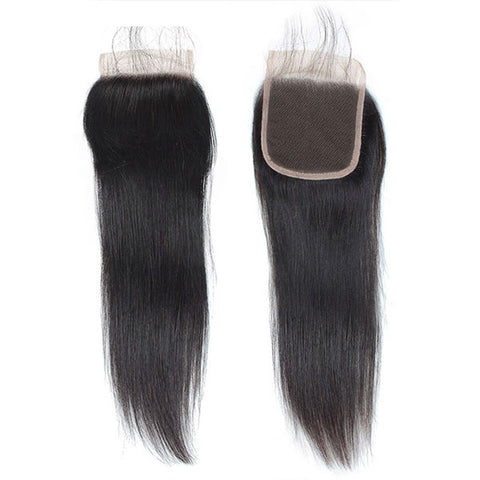 Virgin Indian Straight 4 Bundles With 4*4 Lace Closure Virgin Human Hair