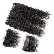 Virgin Malaysian Water Wave 3 Bundles with Lace Frontal Human Hair