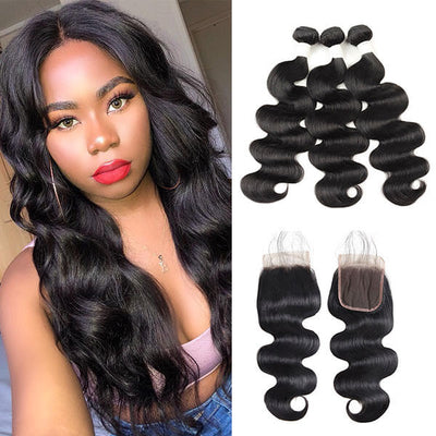 Brazilian Body Wave 3 Bundles With Closure 