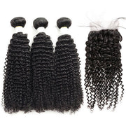 Brazilian Curly Hair 3 Bundles With Lace Closure