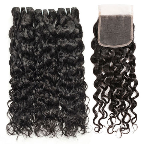 Brazilian Water Wave 3 Bundles  With Closure 