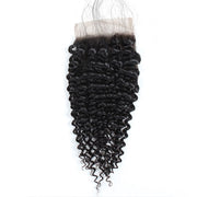 Indian Hair Curly Wave 3 Bundles with 4*4 Lace Closure Virgin Human Hair