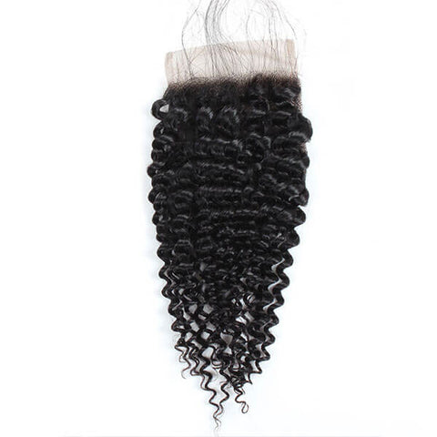 Virgin Indian Curly Wave Hair 4 Bundles with Closure