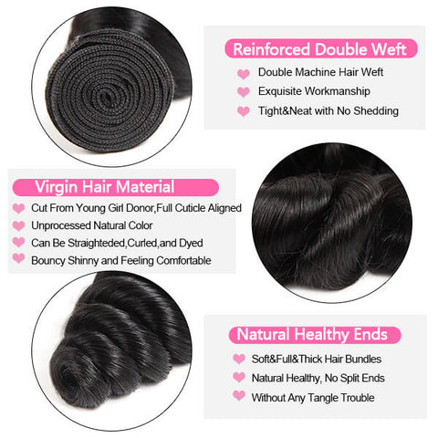 Brazilian Loose Wave Hair Bundles 4 Bundles