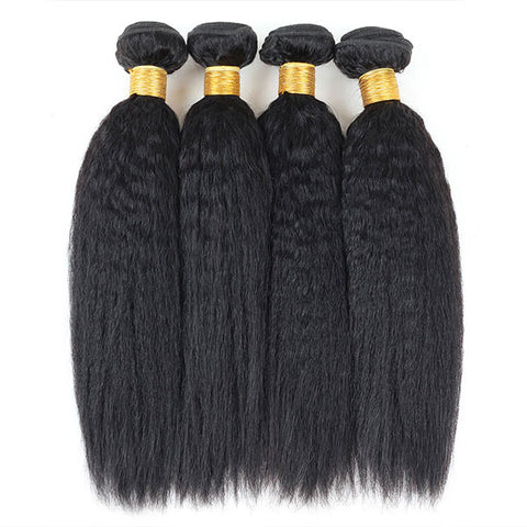 100% Virgin Human Hair Indian Kinky Straight Hair 4 Bundles