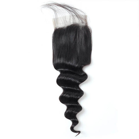 Virgin Malaysian Loose Deep Wave Hair 4 Bundles with Closure