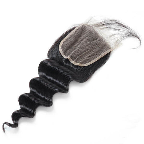 Virgin Indian Loose Deep Wave Hair 4 Bundles with Closure