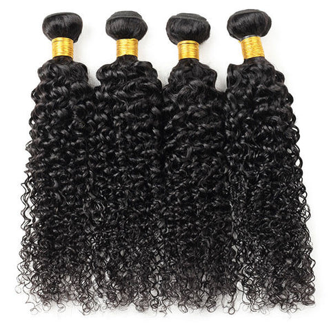 100% Virgin Indian Curly Wave Hair 4 Bundles with 4*4 Closure