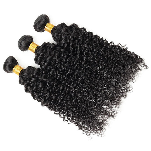 Indian Hair Curly Wave 3 Bundles with 4*4 Lace Closure Virgin Human Hair