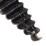 Virgin Malaysian Deep Wave 3 Bundles with 13*4 Lace Frontal