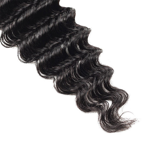 Virgin Indian Deep Wave 4 Bundles with 4*4 Lace Closure Human Hair