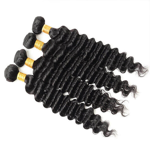 100% Human Virgin Hair Indian Deep Wave Hair 4 Bundles 