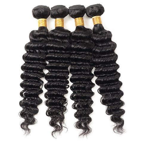 100% Human Virgin Hair Malaysian Deep Wave Hair 4 Bundles 