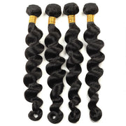 100% Virgin Indian Loose Deep Wave Hair 4 Bundles with 4*4 Closure