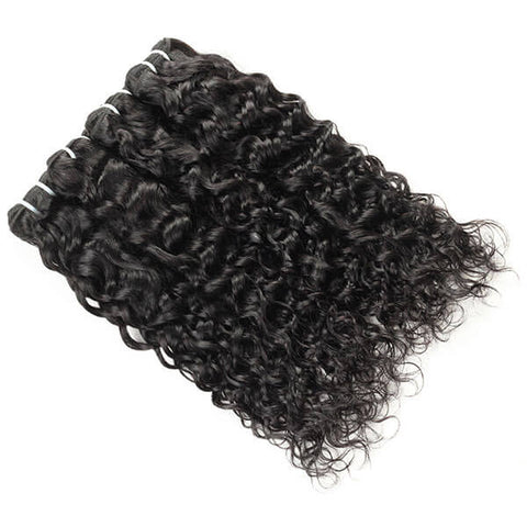 100% Virgin Indian Water Wave Hair 4 Bundles with 4*4 Closure