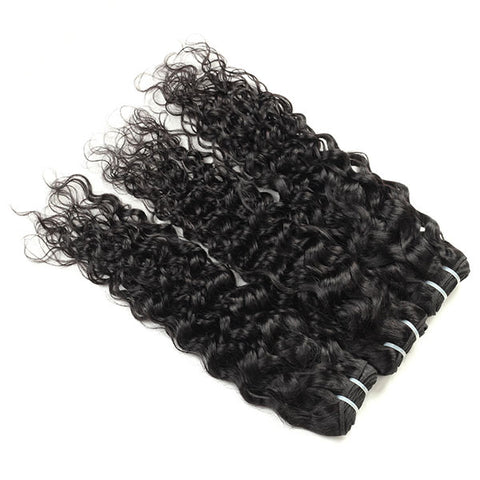 Malaysian Water Wave 3 Bundles with Closure Virgin Human Hair