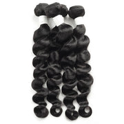 Brazilian  Loose Deep Wave 4 Bundles With 4*4 Lace Closures