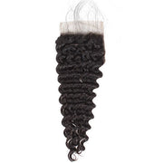 Indian Hair Deep Wave 3 Bundles with 4*4 Lace Closure Virgin Human Hair