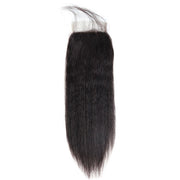 Malaysian Kinky Straight 3 Bundles with Closure Virgin Hair