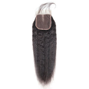 Indian Yaki Hair Kinky Straight 4 Bundles with 4*4 Lace Closure Virgin Hair