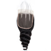 Indian Hair Loose Wave 3 Bundles with 4*4 Lace Closure Virgin Human Hair