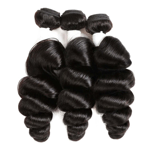 Brazilian Hair Loose Wave 3 Bundles With 4*4 Lace Closure