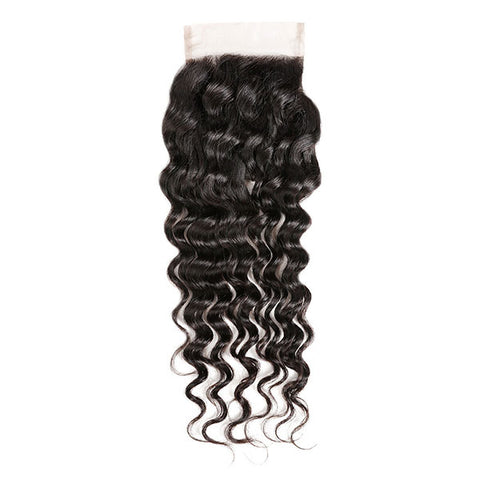 Deep Wave Brazilian Hair 4 Bundles With Lace Closure