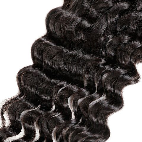 Deep Wave Brazilian Hair 4 Bundles With Lace Closure