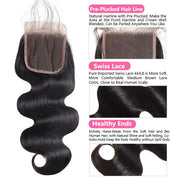 Brazilian Body Wave Virgin Remy Hair 4pcs With Lace Closure