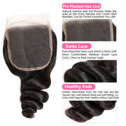 Brazilian Hair Loose Wave 3 Bundles With 4*4 Lace Closure