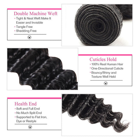 Indian Deep Wave 4 Bundles Virgin Human Hair