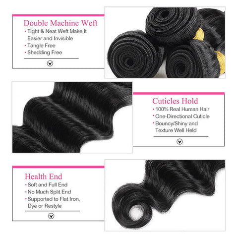 Virgin Indian Loose Deep Wave Hair 4 Bundles with 4*4 Closure