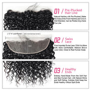 Virgin Malaysian Water Wave 3 Bundles with Lace Frontal Human Hair