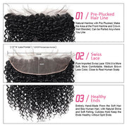 Virgin Indian Kinky Curly Wave 3 Bundles with 13*4 Lace Frontal Human Hair